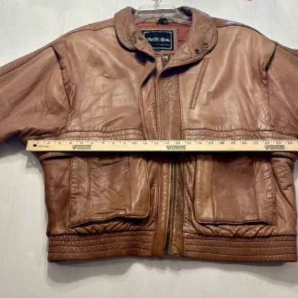 Vintage Pelle Moda Genuine Leather Bomber Jacket XL Distressed Brown Korea - Picture 4 of 12